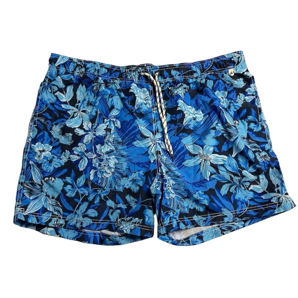 Lands End Mens Lined 6in Blue Volley Shorts Swim Trunks UPF 50 Swimwear XXL New
